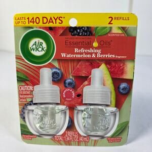 Air Wick Plug-In Scented Oil Refills, 2 Count, Fresh Watermelon & Berries